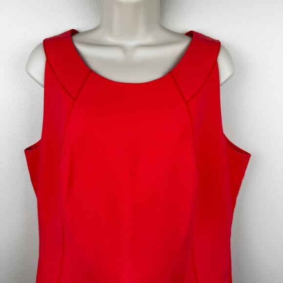 Lafayette 148 New York Dress Sheath Sleeveless Lined Orange Size 14 Career Event - Picture 2 of 11